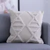 Kudde White Tassels Geometric Brodery Cover Diamond Home Decor Living Rrom Sofa Pudow Case Sham 45x45cm