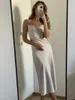 Casual Dresses HLBCBG Fashion Backless Satin Slim Long Maxi Women Sleeveless Bandage Dress Female Party Wear