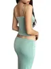 Mulheres Swimwear Lchiji Mulheres 2 Peça Lace Bodycon Maxi Saia Set Sexy Slim Fit V-Neck Vest e Envoltório Longo (Verde L)