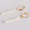 Dangle Earrings 3-4MM Natural Rice White Baroque Pearl Earring 18k Ear Drop Cultured Hook Accessories