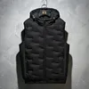 Winter Hooded Vest Men Pleated Solid Padded Vests Windproof Warm Sleeveless Jackets Male Casual Waistcoat Thicken Parkas Coat 240109