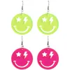 Boucles d'oreilles tendance néon jaune rose acrylique goutte pour femmes filles Transparent Fluorescence grand rond bijoux de mode