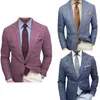 Hommes vêtements Polyester jolie pochette motif à carreaux couleur unie revers à manches longues bouton costume manteau pour fête rencontres 240109