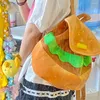 Sacos escolares macios kawaii crianças saco grande capacidade resistente à sujeira bonito hambúrguer mochila lavável