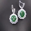 Set Green Emerald Oval Necklace Earrings Ring 925 Silver 925 Armband Bridal smyckesuppsättningar för kvinnor