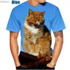 T-shirts hommes Nouveau design de mode T-shirt cool hommes / femmes T-shirt 3D Imprimer chat à manches courtes Tops d'été T-shirts T-shirt pour hommes Tops Pull TeeL240110