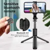 Selfie Monopods Mini Selfie Stick med Fill Light Stative med Bluetooth Fjärrkontrollen Infällbar stång för smartphone YQ240110