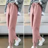 Pantaloni da donna Pantaloni sportivi invernali in peluche caldi e accoglienti con tasche elastiche in vita per le donne Pantaloni sportivi morbidi con fascia alla caviglia