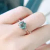 Luxyimagic Natural Moss Agate Gemstones Ring for Women Solid 925 Sterling Silver Trendy Hexagon Engagement Wedding Jewel 240109