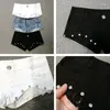 Pantalones cortos para mujer estilo japonés diamante denim mujeres 2024 verano costura encaje sexy flaco mini ropa mujer