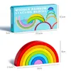 Bogenbrücke Regenbogen Bausteine Kinder Holz Stapler Baby Spielzeug Farbe Kognitive Kinder Montessori Pädagogisches Holz Spielzeug 240110