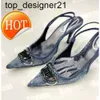 Nieuwe D-Venus Denim Hakken Slingback Dames Sandalen Pumps D Kittie Canvas D Venus Strand Zomer Luxe Designer Feest Sexy Bruiloft Leren Dames Hoge Hak