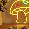 Enseigne au néon LED rouge en forme de champignons 1 pièce, alimentée par USB pour la décoration murale de la chambre à coucher, pour la décoration de fête de vacances, de mariage, décor polyvalent