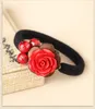 Fermagli per capelli Lacca Fiore di rosa Anelli Accessori Corda elastica ruvida vintage Copricapo Ornamenti di corde etniche cinesi