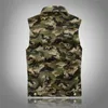 Herbst männer Camouflage Denim Westen Militär Ärmellose Jeans Jacken Mode Lässig Männliche Weste Camo Westen Homme M-5XL 240110