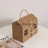 Totes Cartoon small house hand-held str bag new niche design hut woven to go out store the basketstylishyslbags