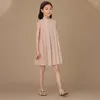 Girl Dresses Girls Solid Sleeveless Pleated Dress Casual A Line Princess Summer Wedding Evening Birthday Party Round Collar Kids Clothes