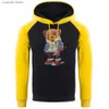 Moletons masculinos Moletons Street Baseball Teddy Bear Boy Homens Hoodies Street Crewneck Hoodie Outono Oversize Hoody Hip Hop Confortável Roupas Mulher T240110