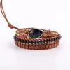 Bracciali 7 tipi Bracciale per donna Pietre naturali Cristallo dorato Fascino 3 fili Braccialetti avvolgenti Bracciale in pelle di Boemia Gioielli Regali