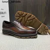 Berluti Business Leather Shoes Oxford Calfskin Handgjorda toppkvalitet ultima tjock sula patina forntida färgad klänning trendwq