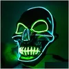 Party Masks Wholesale Party Masks Twocolor SKL Flashing Mask Halloween Christmas Horror Scary Creative LED Cold Light Can Be Drop Deli DHPL9