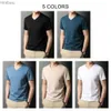 T-shirts hommes COODRONY Marque Haute Qualité Été Cool Coton Tee Top Classique Couleur Pure Casual Col En V À Manches Courtes T-shirt Hommes Vêtements C5201SL240110