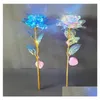 Ghirlande di fiori decorativi San Valentino Festa Fiori di rosa 24K Foil Plated Led Rose luminose Proposta di matrimonio Anniversario Madri Dhrmr