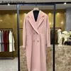 Casaco de luxo Maxmaras 101801 Casaco de lã pura clássico fumaça rosa casaco de caxemira duplo breasted para homens e mulheres casaco longo de alta qualidadeMFKZRR00