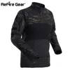 ReFire Gear Tactical Combat Shirt Men Cotton Military Uniform Camouflage T Shirt Multicam US Army Clothes Camo Long Sleeve Shirt 240109