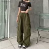 Women's Pants Capris Y2K Women Streetwear Techwear Cargo Korean Harajuku Baggy Parachute Pants for Men Sweatpants Wide Leg Joggers Trousers ClothesL240110