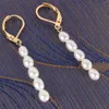 Dangle Earrings 3-4MM Natural Rice White Baroque Pearl Earring 18k Ear Drop Cultured Hook Accessories