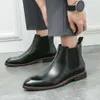 Botas masculinas retrô marrom de cano alto de couro estilo inglaterra casual social