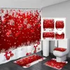 Shower Curtains Merry Christmas Shower Curtain Set Funny Snowman Santa Xmas Tree Winter New Year Bathroom Decor Rugs Bath Mat Toilet Cover