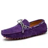 GAI GAI GAI Summer Men Suede Leather Loafers Breathable Moccasins Boat Classic Driving Shoes Orange Purple Mens Flats 38-47 240109