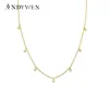 Halsband Andywen 925 Sterling Silver Gold Zircon CZ Charm Chocker Women Line Long Chain Halsband 2021 Kvinnor Rock Punk Luxury Jewelry