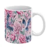 Mugs Pastel Spring Gardens White Mug Good Quality Print 11 Oz Coffee Cup Pink Peach And Gold Rose Vin