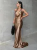 Casual Dresses Townlike Temperament Slim Bodycon Elegant Mermaid Sexy Party Dress Women 2024 Summer Halter Backless Maxi Long