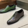 Berluti Business chaussures en cuir Oxford veau fait main haut qualité en relief patchwork couleur Scritto à motifs formalwq