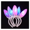 Party Hats 100st LED Light Luminous Rabbit Ears Flashing Bunny Headbonad Head Hair Band Hoop Toy Kid Birthday Supplies SN4546 DROP DHP5A