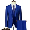 Camis Male Suit 2023 New In Men's Castary Business Plaidスリムジャケットパンツベスト3ピースセットエレガントな結婚式のパーティーイブニングパンツスーツ