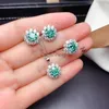 Stud Astuyo Elegant Set of Earring Ring Necklace for Women Blue Green Moissanite Stone Proposal Wedding for Female Present Gift YQ240110