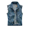 Gilet da uomo Big Size S-6XL Abbigliamento maschile Gilet di jeans da uomo con tasche Giacca senza maniche strappata Gilet slim casual Colete in difficoltà