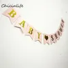 Whole-Chicinlife 1 Set rosa Seeblau Babyparty Banner Girlande Kindergeburtstag Partyzubehör Babyparty Dekoration Papier Bann291f