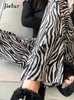 Spodnie damskie luźne zebra pasiaste zaklęcie moda kolor swobodny wysoki talia prosta elegancka sznurka