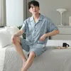 M4XL Plus Size High Quality Men Pyjamas Summer Thin Short Sleeved Pure Cotton Sleepwear Set Teenagers Home Clothes Male Pajamas 240110