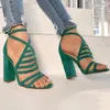 Sandaler Kvinnor Sexig Lady High Heels Design Kvinnor Cross Strap Bandage Shoes Hollow Out Thick With Party