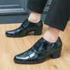 Mocassins classiques en cuir verni pour hommes, chaussures de soirée de mariage à talons hauts, mode sociale, rouge vin, chaussures habillées élégantes pour hommes