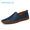 Mixidelai Cow Mens Loafers äkta modehandgjorda mockasiner mjukt läder blå slip på mäns båtsko plus storlek 38 ~ 48 2 21 1