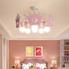 Lâmpadas pendentes nórdico ins menina coroa luzes de sucção coreano jardim quarto pendurado lâmpada princesa crianças quarto iluminação suspensão led