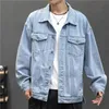 Denim Jacket Men Vintage Jean Coats Streetwear Fashion Turn Down Collar Outerwear Cotton Bomber 240109